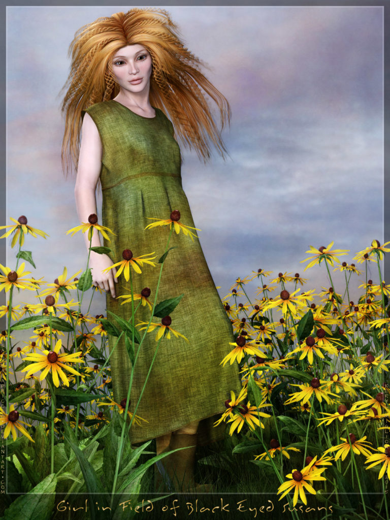 Girl in Field of Black Eyed Susans