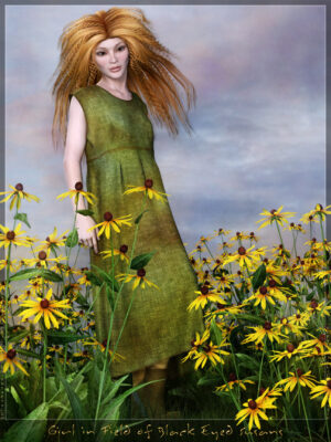 Girl in Field of Black Eyed Susans